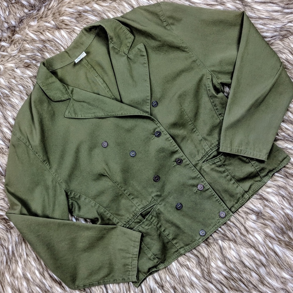 💰Cotton Double Breasted Blazer in Army Green